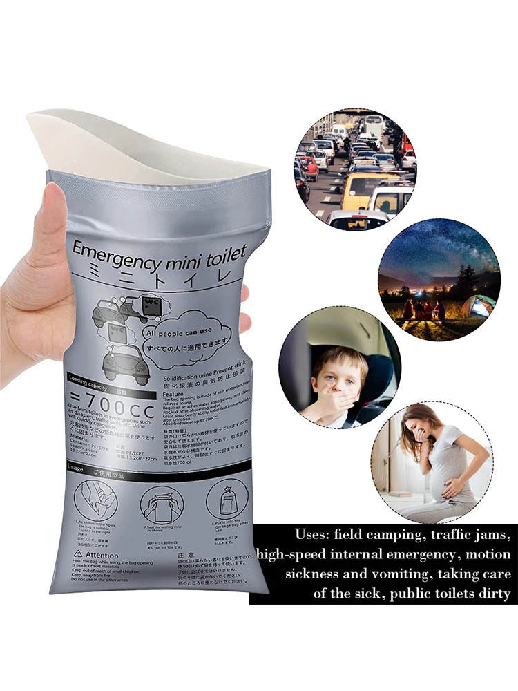 4PCS Outdoor Emergency Urine Bag 700ml Emergency Vehicle Toilet Travel Bag Portable Urine Bag For Baby Girls And Baby Boys