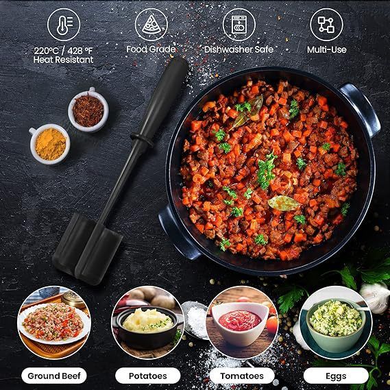 1PC  Meat Chopper Heat Resistant Ground Beef Masher Non-Stick Meat Shredder Potato Tomato  Mix Smasher Kitchen Gadget