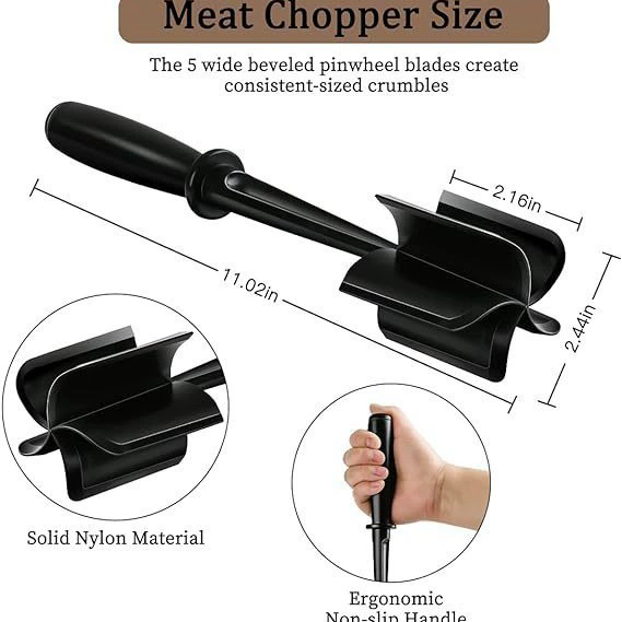 1PC  Meat Chopper Heat Resistant Ground Beef Masher Non-Stick Meat Shredder Potato Tomato  Mix Smasher Kitchen Gadget