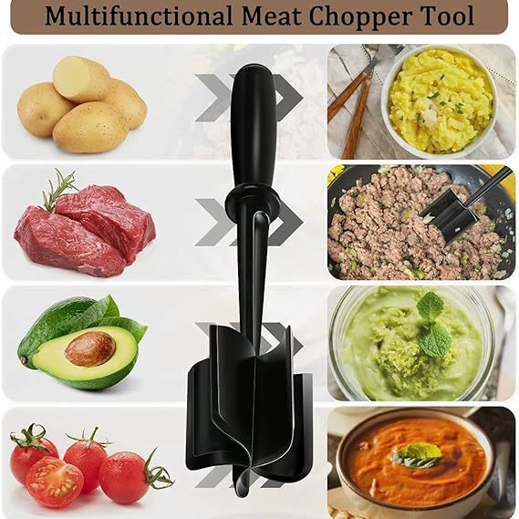 1PC  Meat Chopper Heat Resistant Ground Beef Masher Non-Stick Meat Shredder Potato Tomato  Mix Smasher Kitchen Gadget