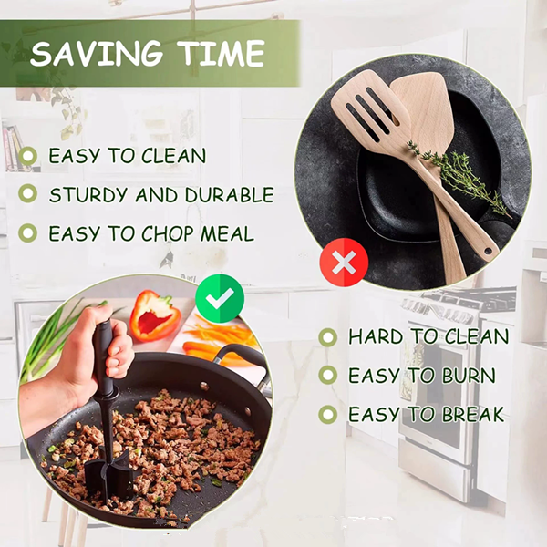 1PC  Meat Chopper Heat Resistant Ground Beef Masher Non-Stick Meat Shredder Potato Tomato  Mix Smasher Kitchen Gadget