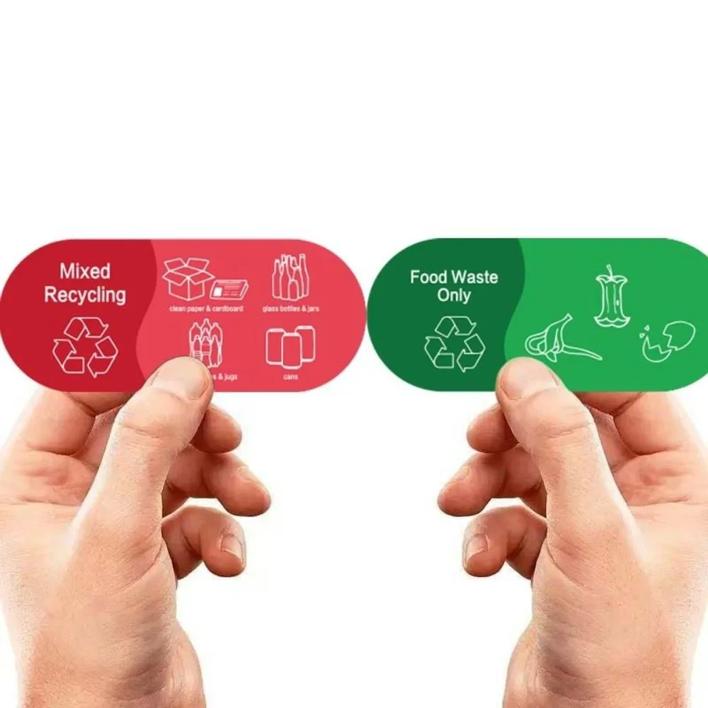 4PCS   Recycling Sorting Trash Bin Sticker Waterproof Adhesive Mixed Recycle Stciker Vinyl Logo Decals Trash Can Sticker Label