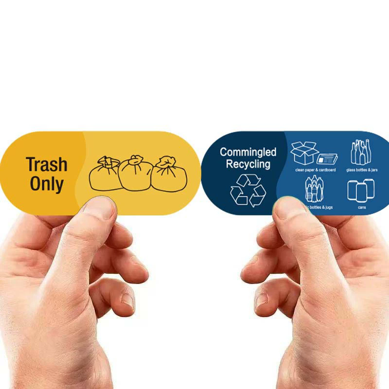 4PCS   Recycling Sorting Trash Bin Sticker Waterproof Adhesive Mixed Recycle Stciker Vinyl Logo Decals Trash Can Sticker Label