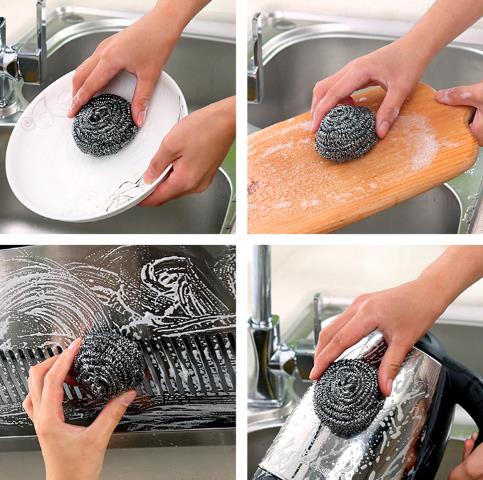 6 PCS Stainless Steel Scrubber, Scrubbing Scouring Pad, Steel Wool Scrubber for Kitchens, Bathroom and More Strong Resistance