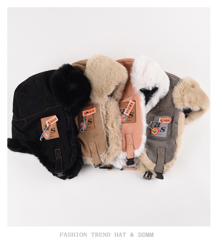 1PC   Bomber Hat Men Women Thick Warm Russian Ushanka Fur Hat Fashion Male Female Winter Hat Black Grey Earflap Ski Russian Cap