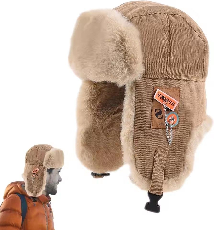 1PC   Bomber Hat Men Women Thick Warm Russian Ushanka Fur Hat Fashion Male Female Winter Hat Black Grey Earflap Ski Russian Cap