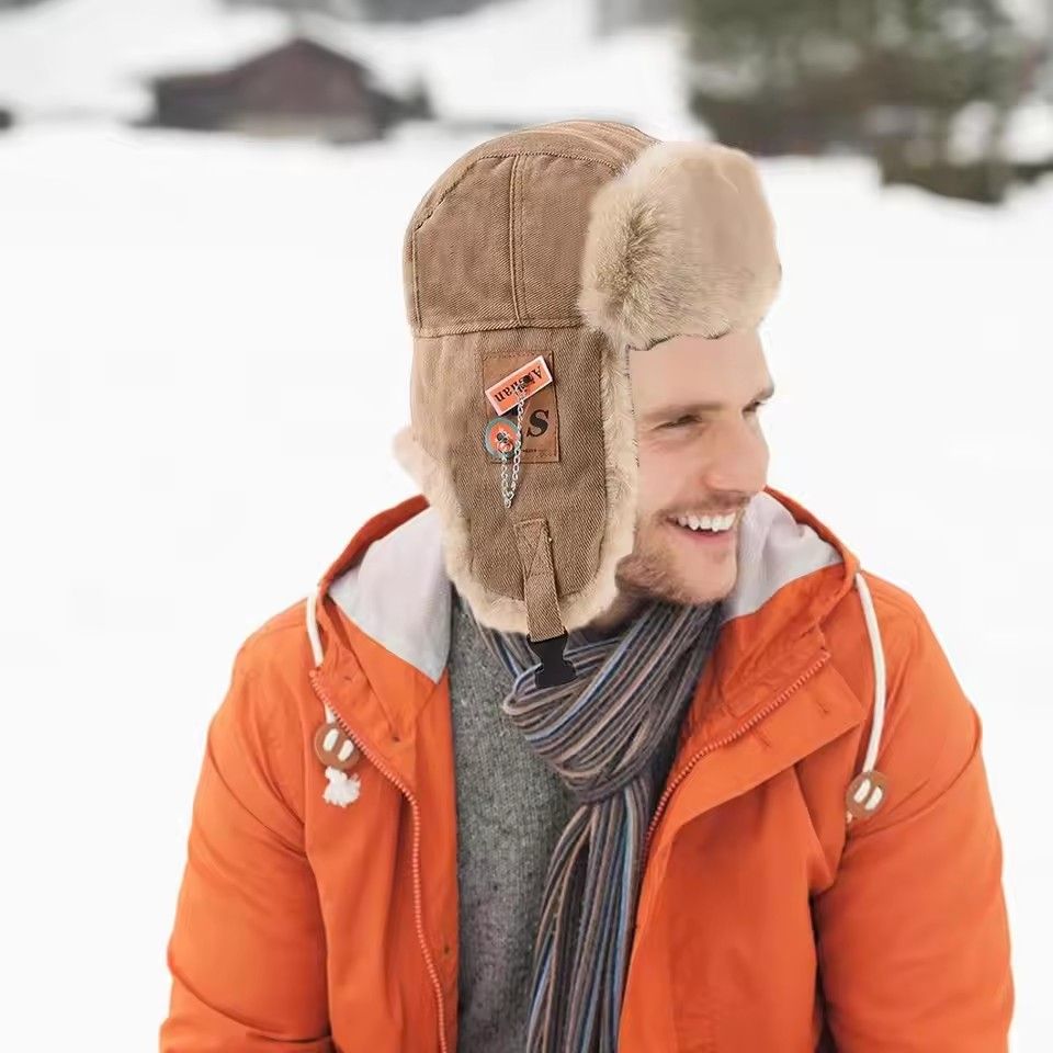 1PC   Bomber Hat Men Women Thick Warm Russian Ushanka Fur Hat Fashion Male Female Winter Hat Black Grey Earflap Ski Russian Cap