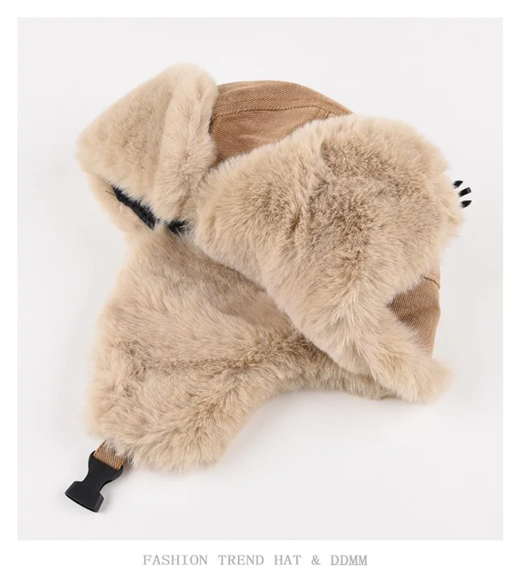 1PC   Bomber Hat Men Women Thick Warm Russian Ushanka Fur Hat Fashion Male Female Winter Hat Black Grey Earflap Ski Russian Cap