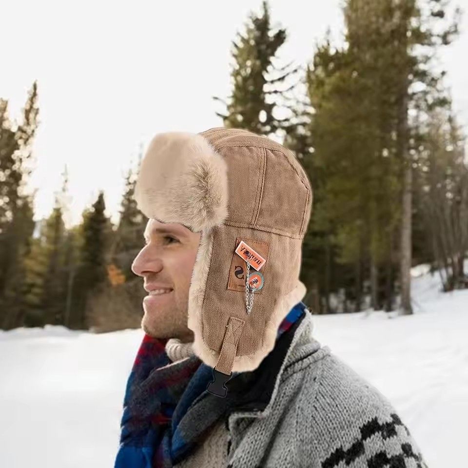 1PC   Bomber Hat Men Women Thick Warm Russian Ushanka Fur Hat Fashion Male Female Winter Hat Black Grey Earflap Ski Russian Cap