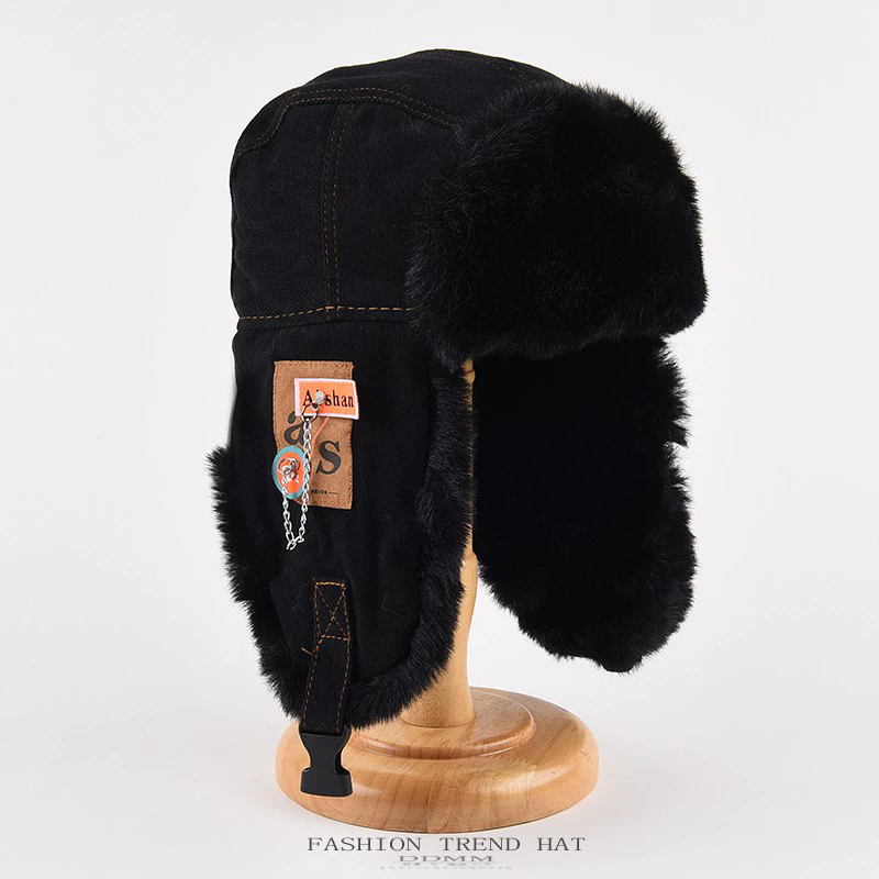 1PC   Bomber Hat Men Women Thick Warm Russian Ushanka Fur Hat Fashion Male Female Winter Hat Black Grey Earflap Ski Russian Cap