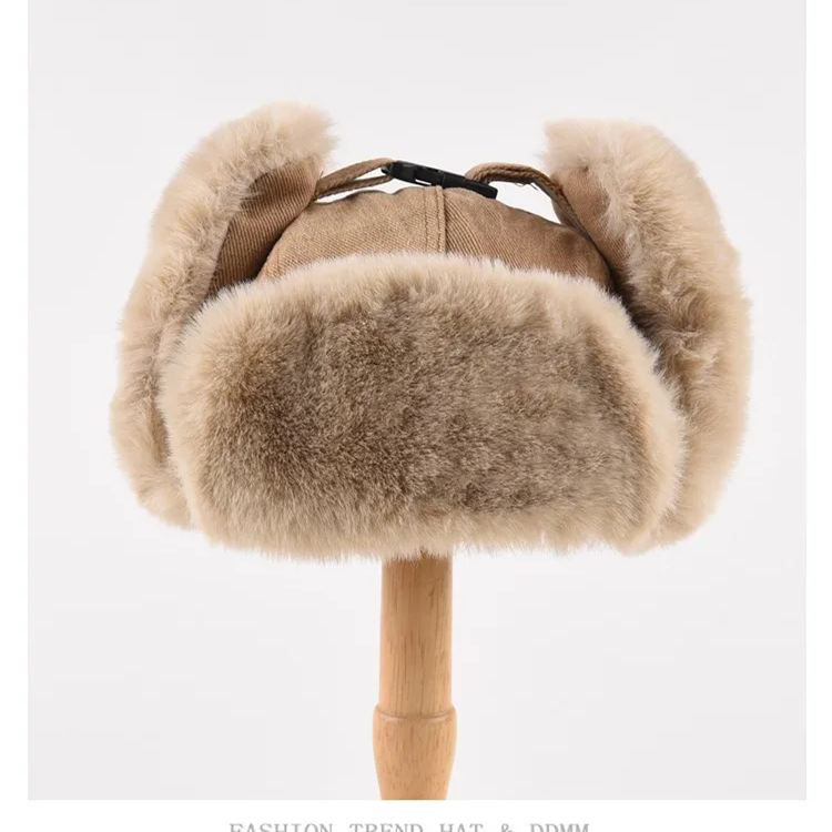 1PC   Bomber Hat Men Women Thick Warm Russian Ushanka Fur Hat Fashion Male Female Winter Hat Black Grey Earflap Ski Russian Cap