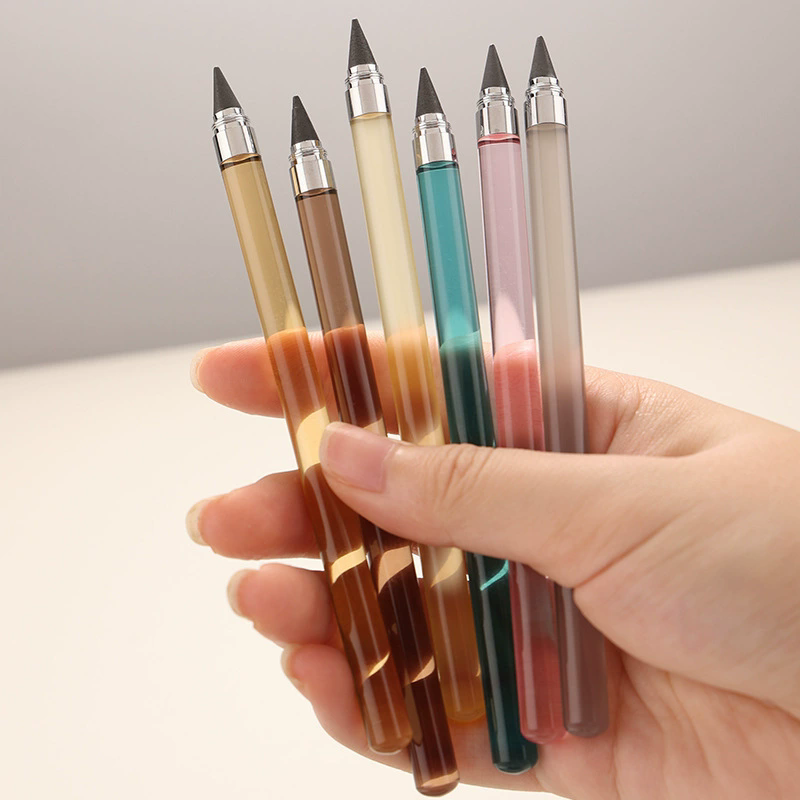 1PC   Transparent Acrylic Rod Eternal Pencil Reusable Unlimited Writing Pen HB Everlasting Inkless Sketch Tool School Office