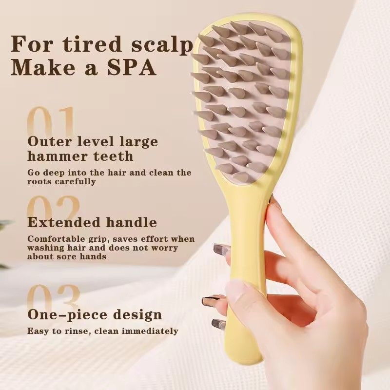 1PC  Long handled shampoo brush, silicone scalp massage comb, shampoo brush head massager, shower brush, body scrub
