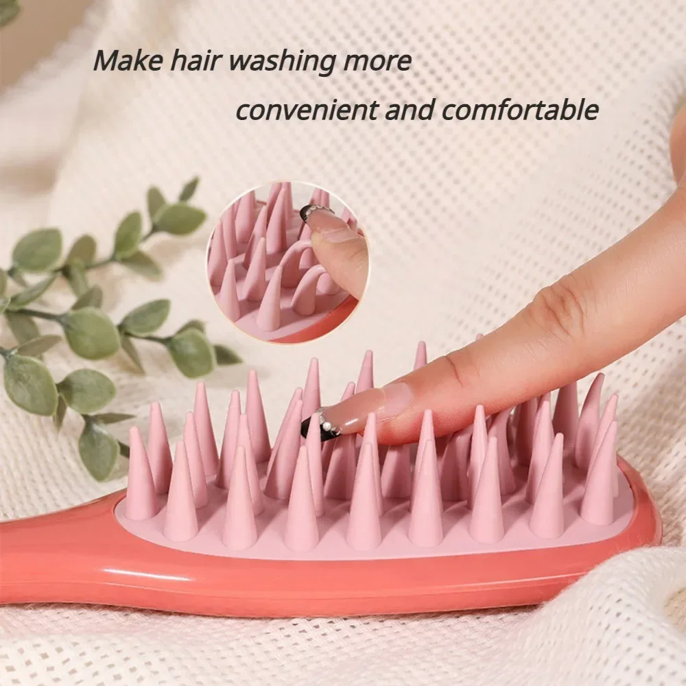 1PC  Long handled shampoo brush, silicone scalp massage comb, shampoo brush head massager, shower brush, body scrub