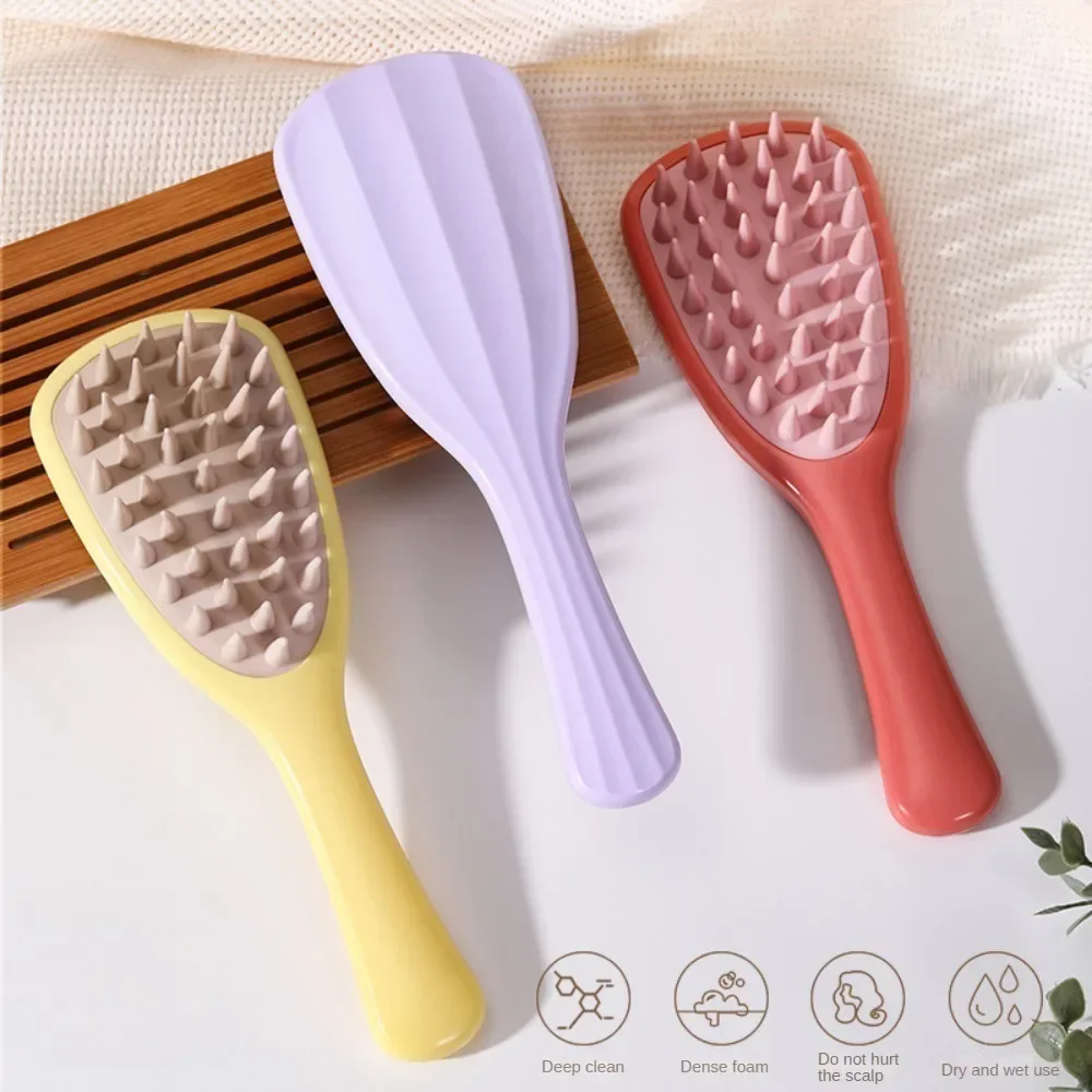 1PC  Long handled shampoo brush, silicone scalp massage comb, shampoo brush head massager, shower brush, body scrub