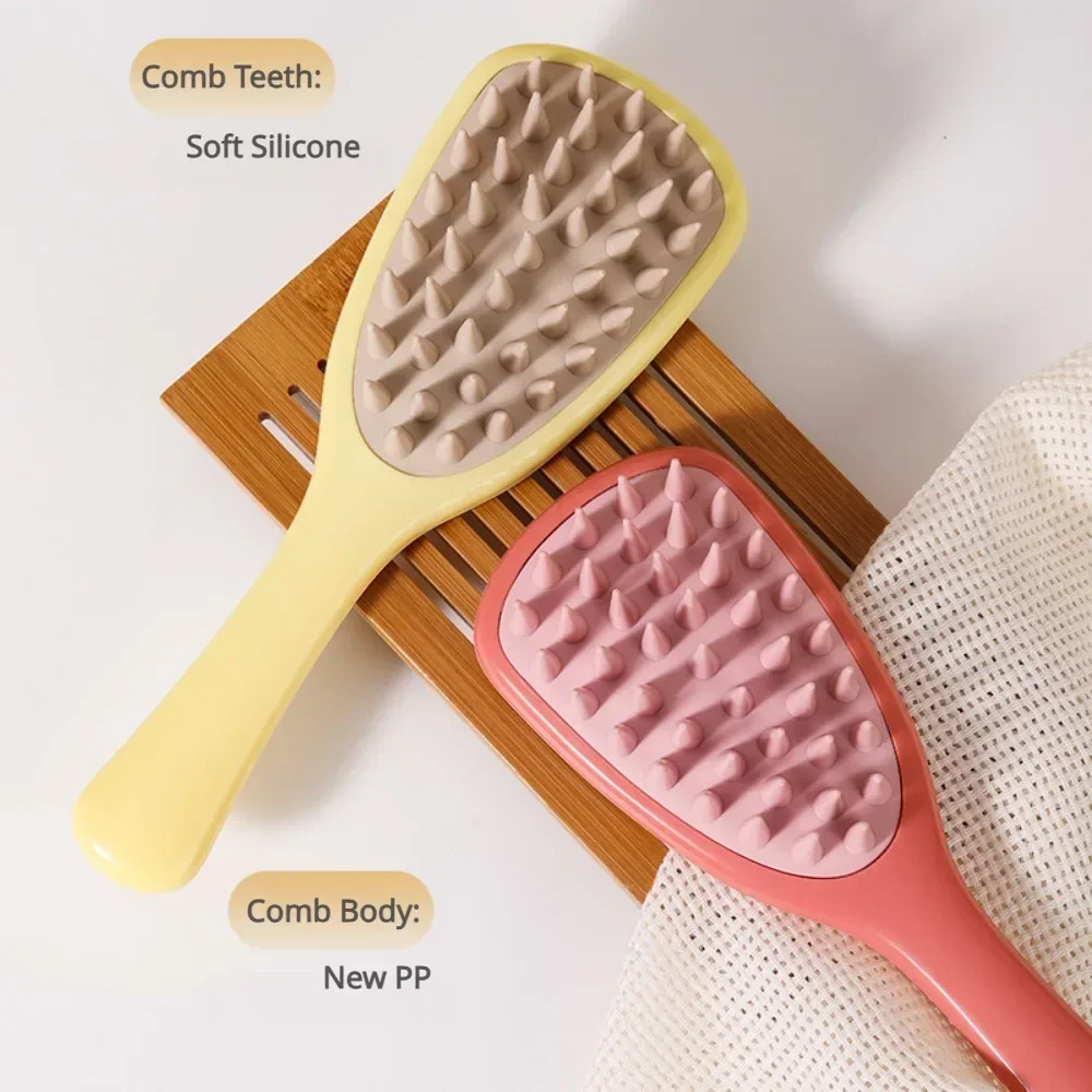 1PC  Long handled shampoo brush, silicone scalp massage comb, shampoo brush head massager, shower brush, body scrub