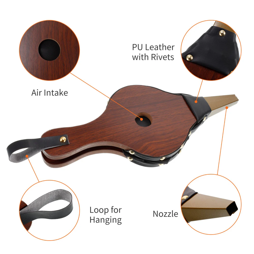 1PC Mini Vintage Wooden Manual Handmade Air Blower Fan Blower For Fireplace Barbecue Fire Bellows Outdoor Cooking Picnic Camping