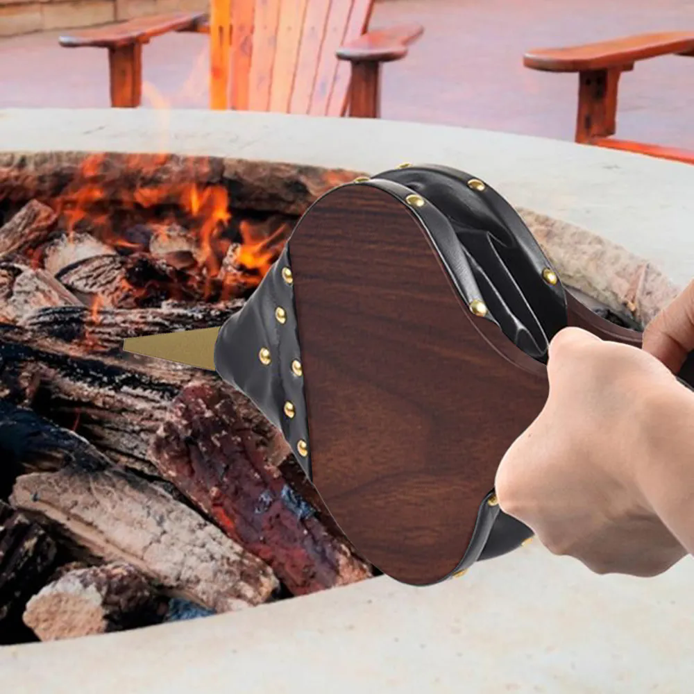 1PC Mini Vintage Wooden Manual Handmade Air Blower Fan Blower For Fireplace Barbecue Fire Bellows Outdoor Cooking Picnic Camping