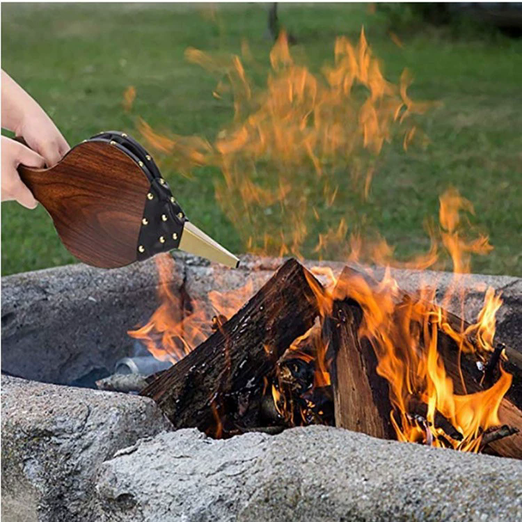 1PC Mini Vintage Wooden Manual Handmade Air Blower Fan Blower For Fireplace Barbecue Fire Bellows Outdoor Cooking Picnic Camping