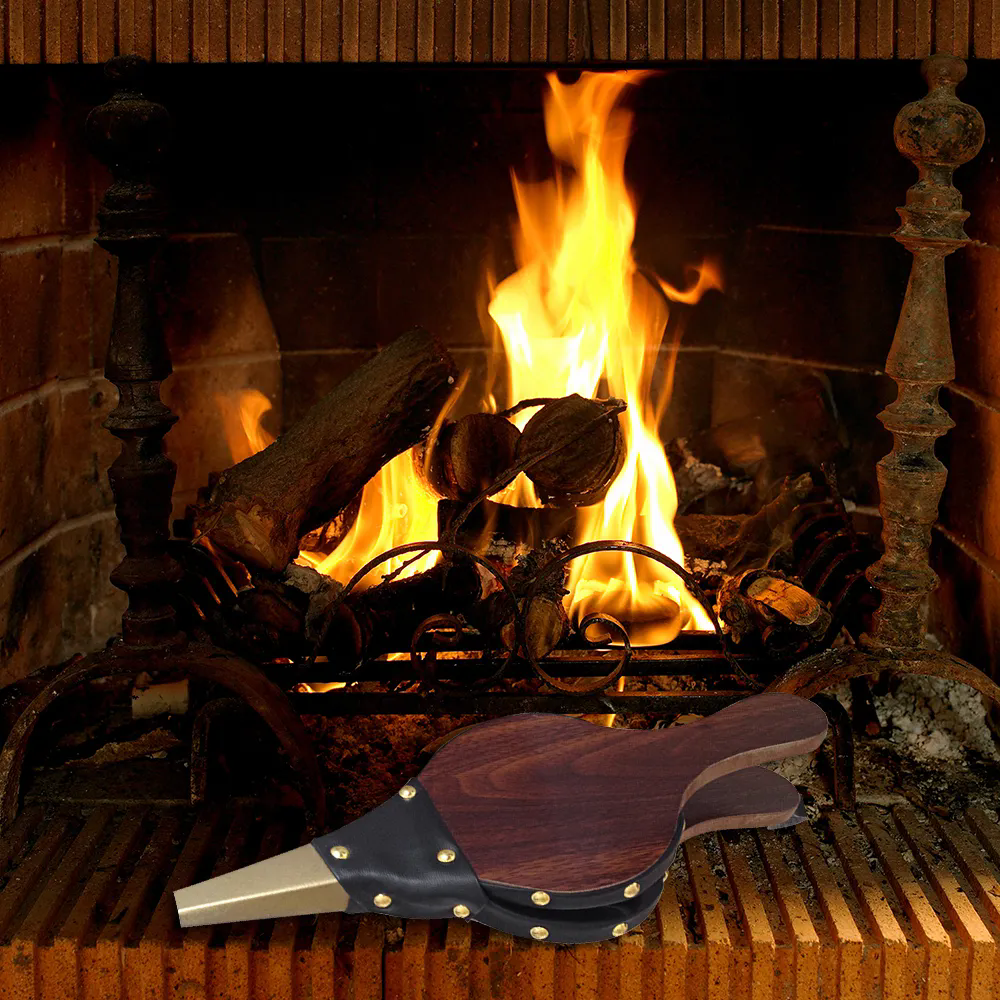 1PC Mini Vintage Wooden Manual Handmade Air Blower Fan Blower For Fireplace Barbecue Fire Bellows Outdoor Cooking Picnic Camping