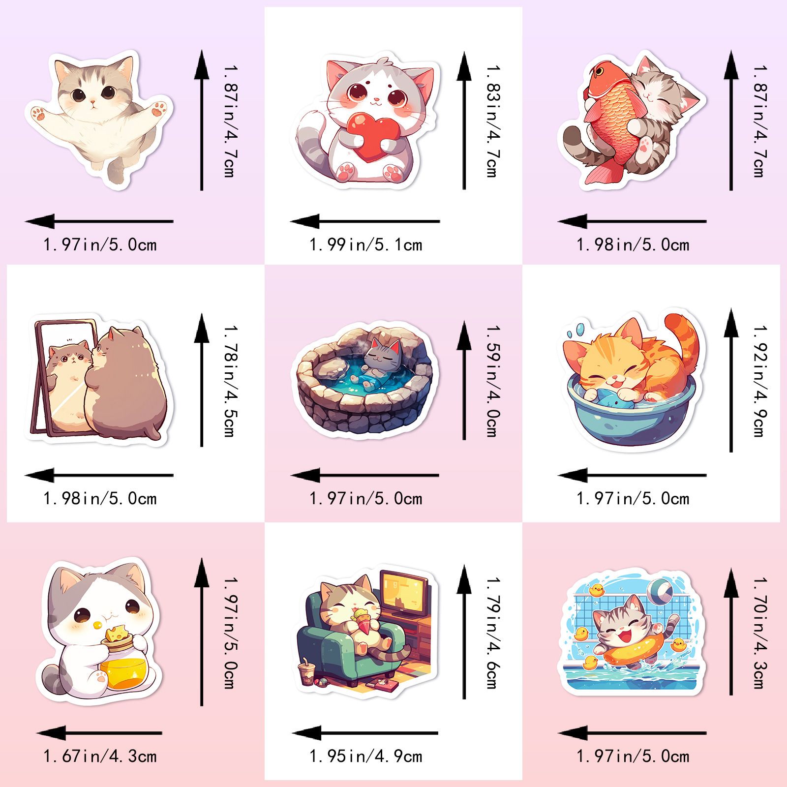 50PCS    Daily Life of Cute Cats Cartoon Graffiti Stickers DIY Phone Guitar Laptop Notebook Suitcase Waterproof Sticker Kids Toy