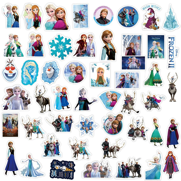 50PCS Cartoon Frozen Elsa Princess Stickers Notebook, Water Cup, Luggage, Mobile DIY Decorative Stickers