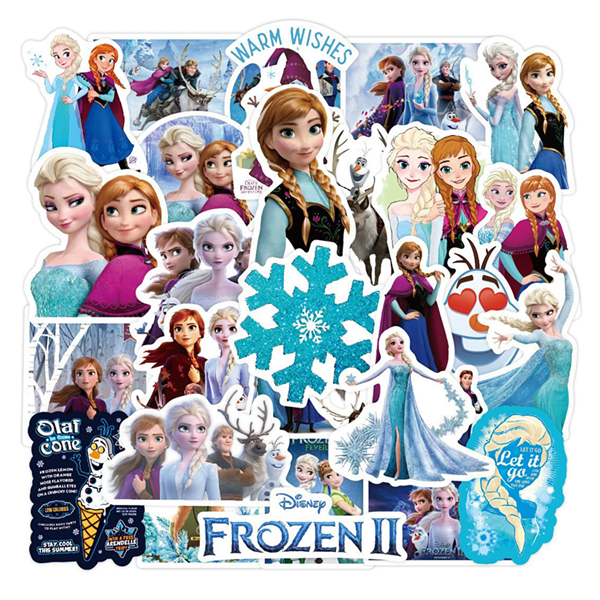 50PCS Cartoon Frozen Elsa Princess Stickers Notebook, Water Cup, Luggage, Mobile DIY Decorative Stickers