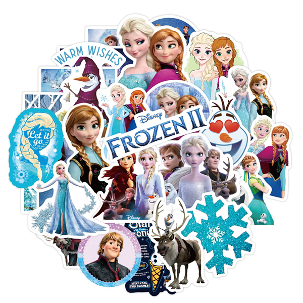 50PCS Cartoon Frozen Elsa Princess Stickers Notebook, Water Cup, Luggage, Mobile DIY Decorative Stickers