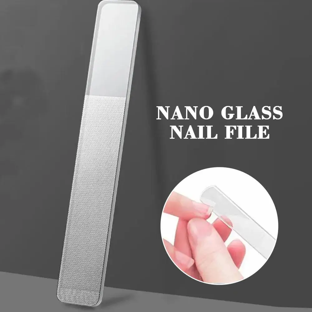 1PC Nano Glass Nail File Buffing Transparent Nail Art Manicure Sanding Grinding Rubbing Strip Professional Polishing Nail Repair