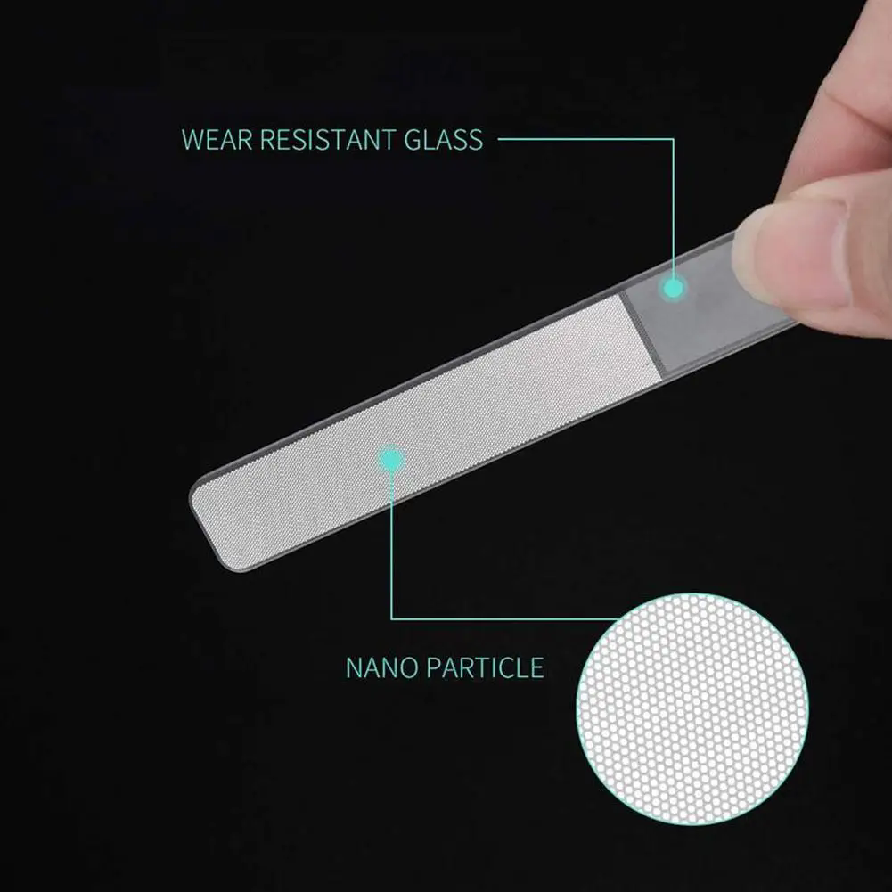 1PC Nano Glass Nail File Buffing Transparent Nail Art Manicure Sanding Grinding Rubbing Strip Professional Polishing Nail Repair
