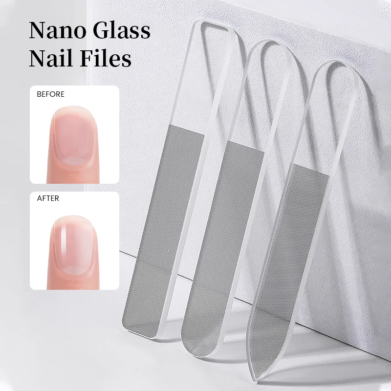 1PC Nano Glass Nail File Buffing Transparent Nail Art Manicure Sanding Grinding Rubbing Strip Professional Polishing Nail Repair