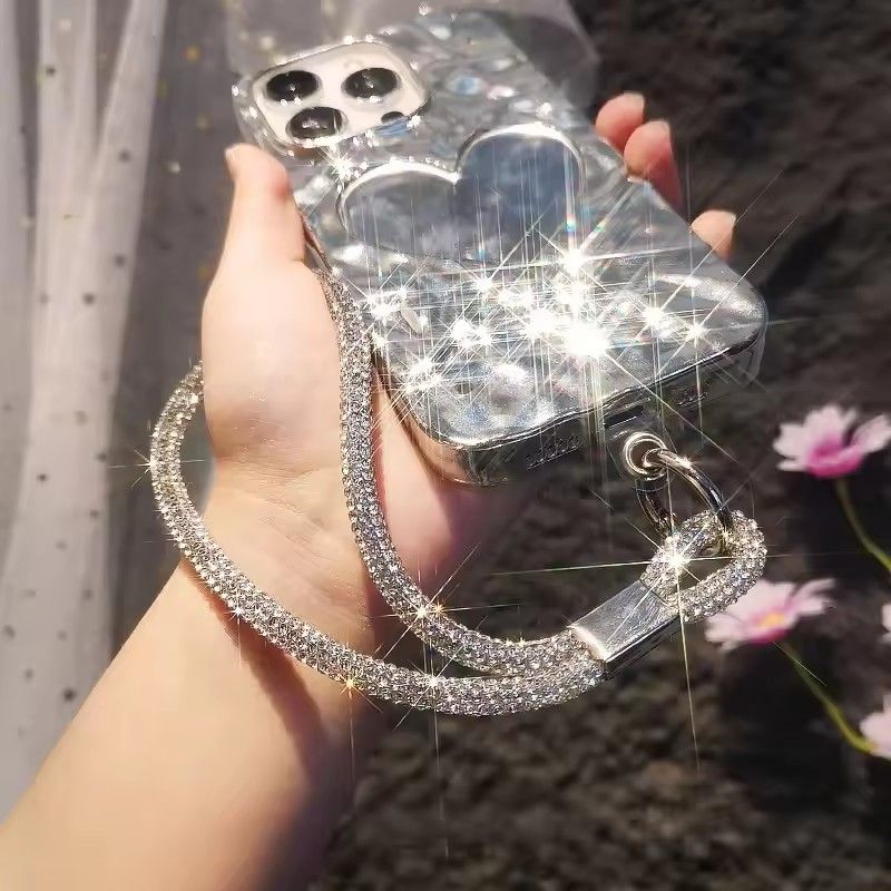 1PC   Sparkling rhinestone phone strap, suitable for iPhone diamond crystal phone wristband to prevent loss
