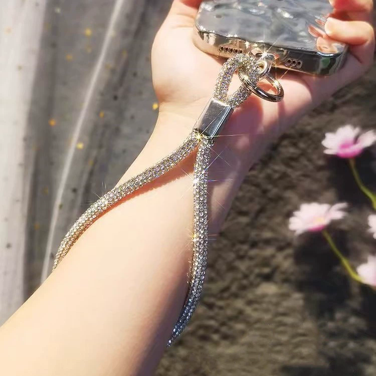1PC   Sparkling rhinestone phone strap, suitable for iPhone diamond crystal phone wristband to prevent loss