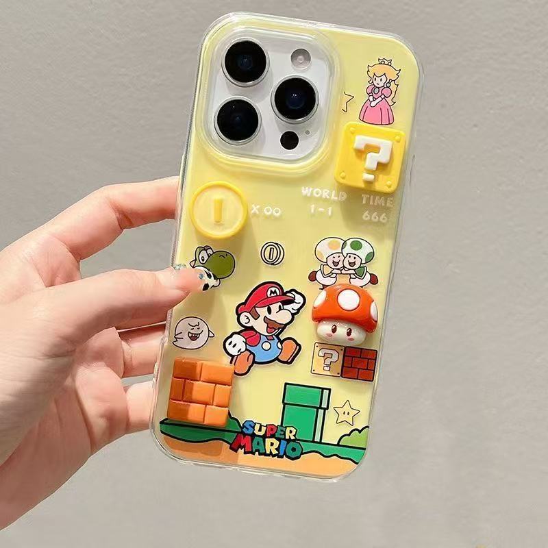 1PC  Single layer gaming Mario compatible Apple 16Promax phone case, 15iPhone 14 protective case