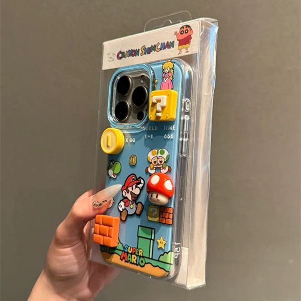 1PC  Single layer gaming Mario compatible Apple 16Promax phone case, 15iPhone 14 protective case