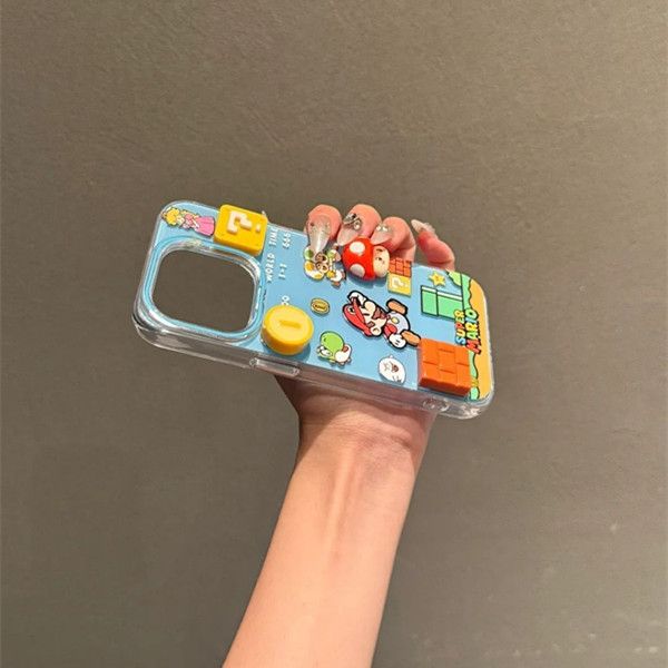1PC  Single layer gaming Mario compatible Apple 16Promax phone case, 15iPhone 14 protective case