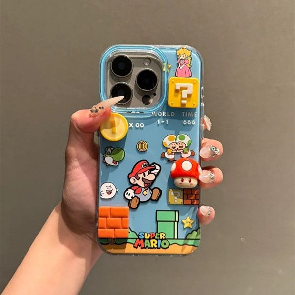 1PC  Single layer gaming Mario compatible Apple 16Promax phone case, 15iPhone 14 protective case