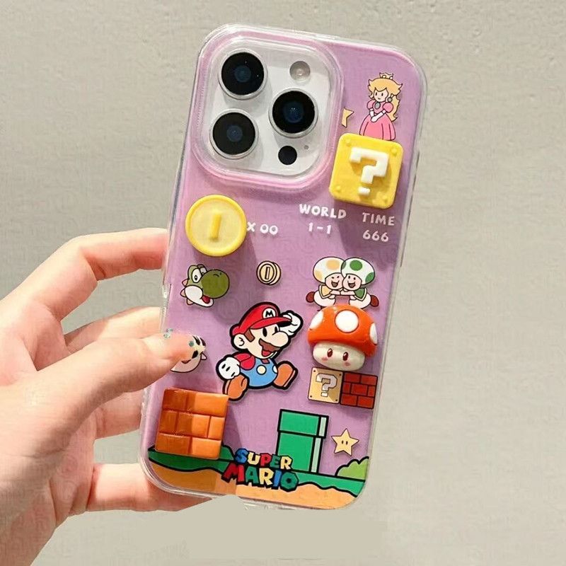1PC  Single layer gaming Mario compatible Apple 16Promax phone case, 15iPhone 14 protective case
