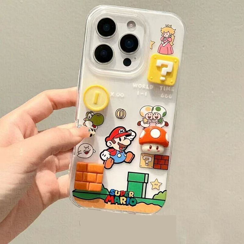 1PC  Single layer gaming Mario compatible Apple 16Promax phone case, 15iPhone 14 protective case