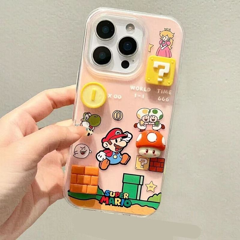 1PC  Single layer gaming Mario compatible Apple 16Promax phone case, 15iPhone 14 protective case