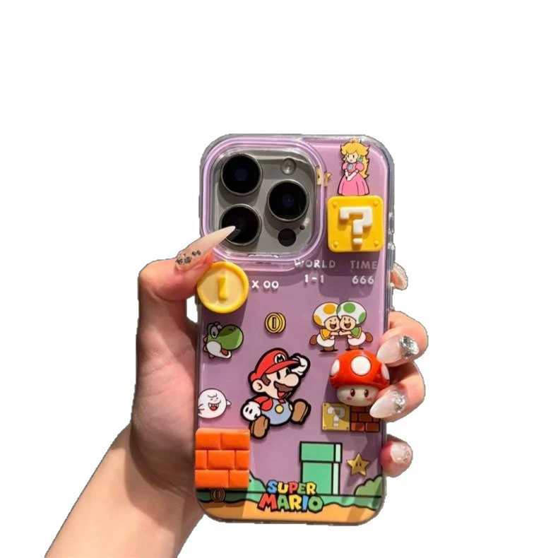 1PC  Single layer gaming Mario compatible Apple 16Promax phone case, 15iPhone 14 protective case