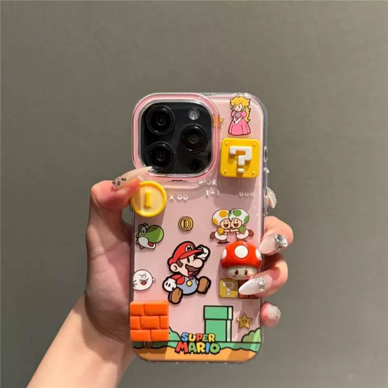 1PC  Single layer gaming Mario compatible Apple 16Promax phone case, 15iPhone 14 protective case