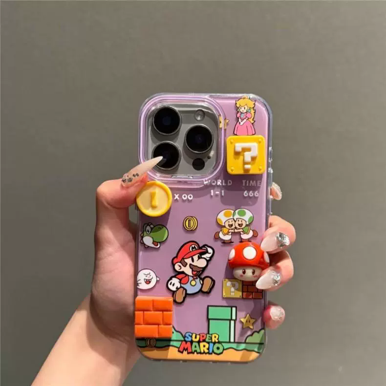 1PC  Single layer gaming Mario compatible Apple 16Promax phone case, 15iPhone 14 protective case