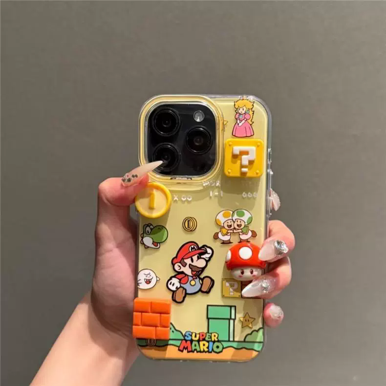 1PC  Single layer gaming Mario compatible Apple 16Promax phone case, 15iPhone 14 protective case