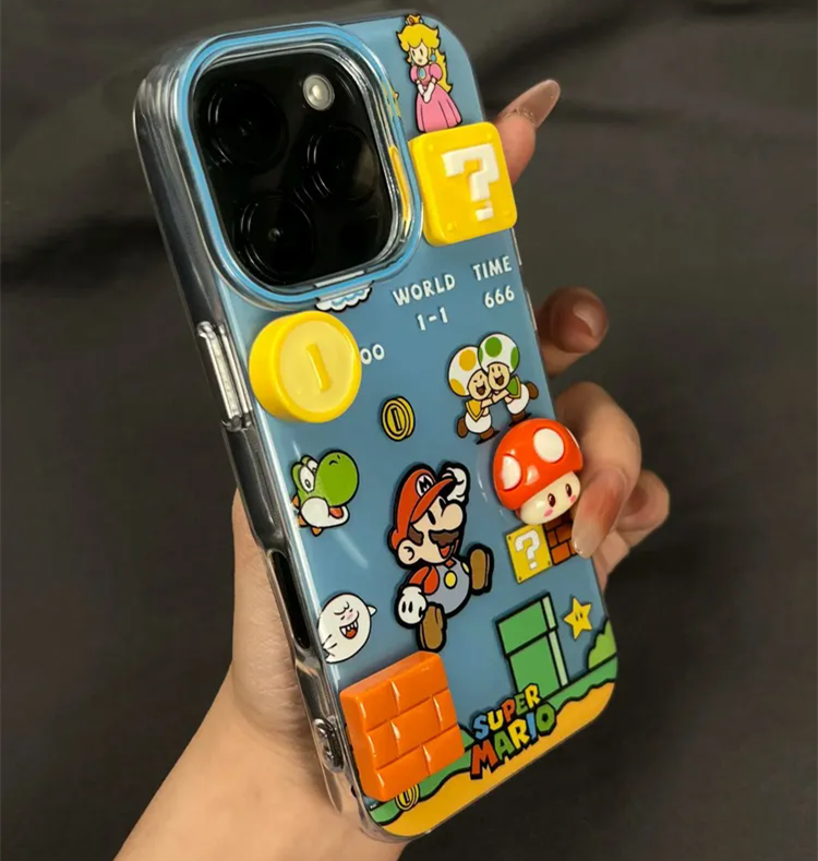 1PC  Single layer gaming Mario compatible Apple 16Promax phone case, 15iPhone 14 protective case
