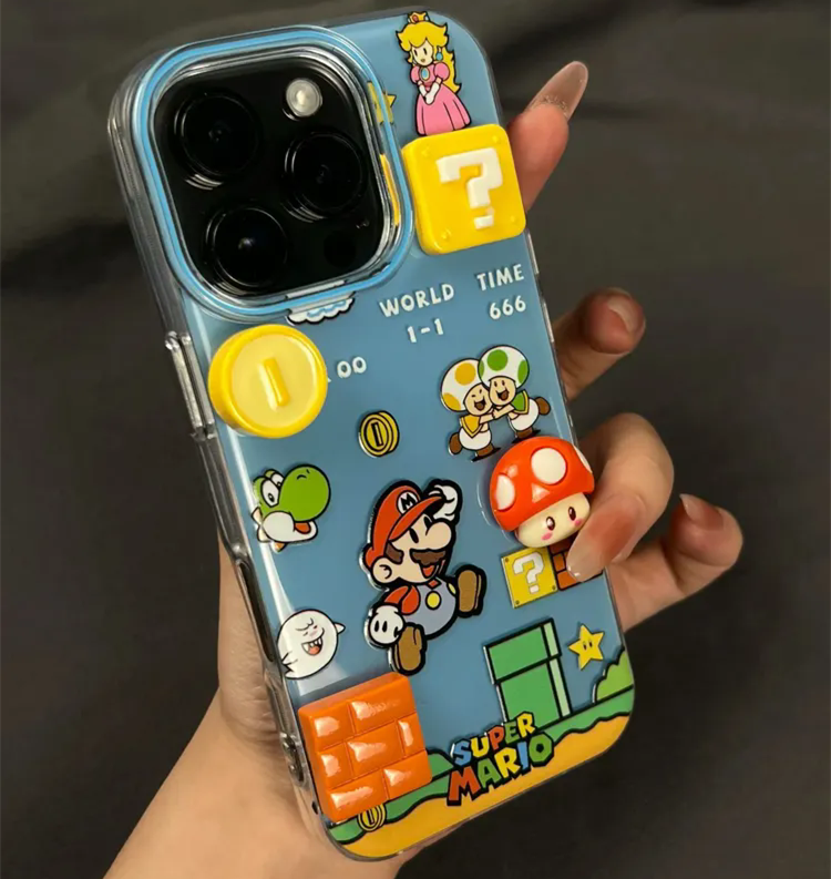 1PC  Single layer gaming Mario compatible Apple 16Promax phone case, 15iPhone 14 protective case