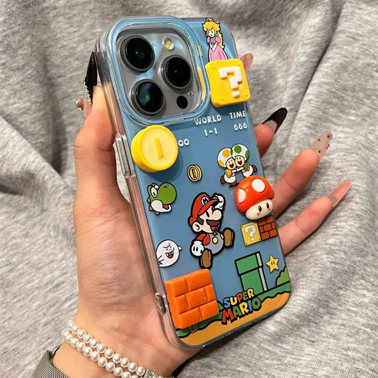 1PC  Single layer gaming Mario compatible Apple 16Promax phone case, 15iPhone 14 protective case