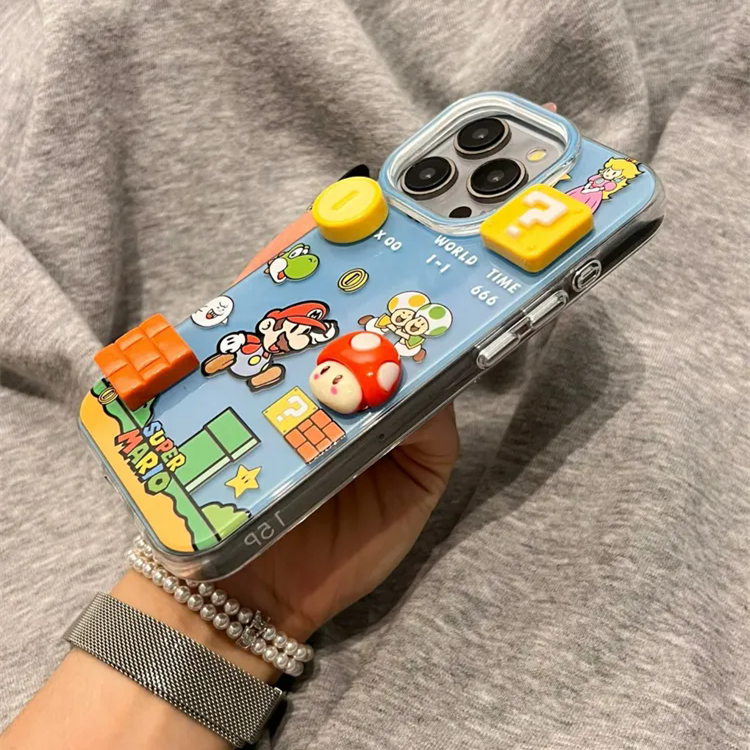 1PC  Single layer gaming Mario compatible Apple 16Promax phone case, 15iPhone 14 protective case