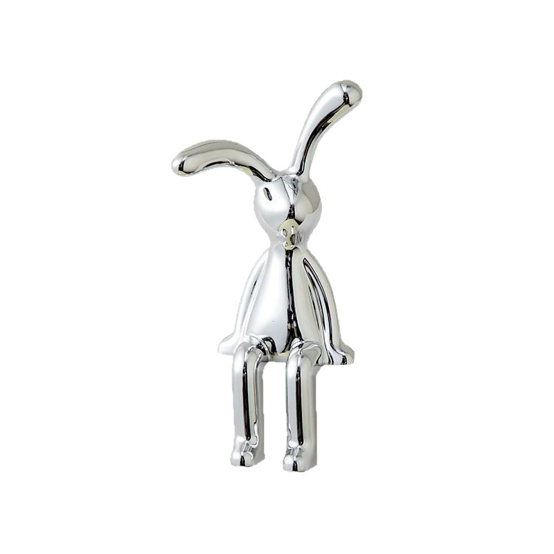 2PC Long-Eared Rabbit Double Statue Cartoon Decoration Accessories Living Room Bedroom Car Decoration Desktop Decorative Ornamet