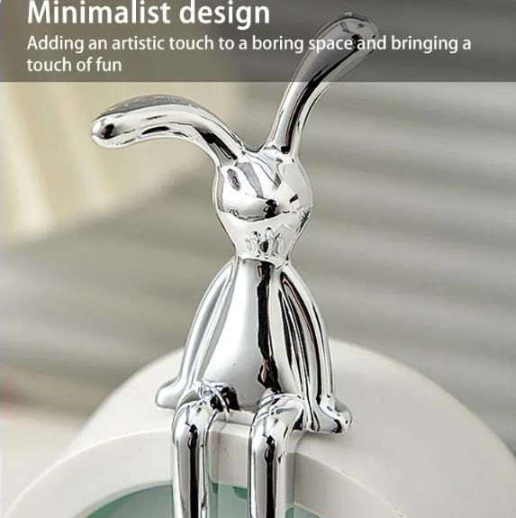 2PC Long-Eared Rabbit Double Statue Cartoon Decoration Accessories Living Room Bedroom Car Decoration Desktop Decorative Ornamet